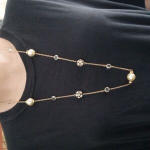 Elegant J Crew Goldtone and Silvertone Beaded Necklace 30 Inches Vintage